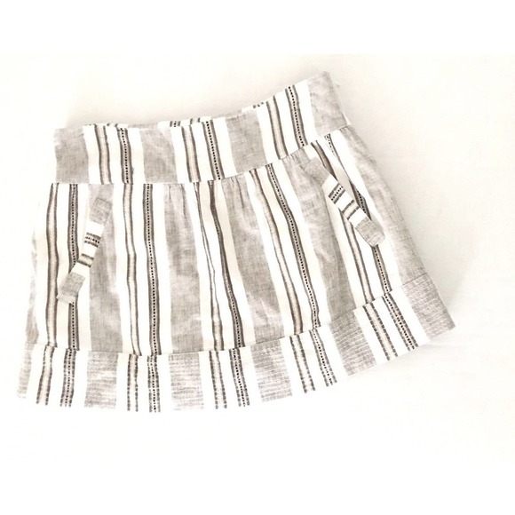 BCBGMaxazria | Womens Size 8 Striped Pencil Skirt Linen Short Mini White Gray - Picture 1 of 7